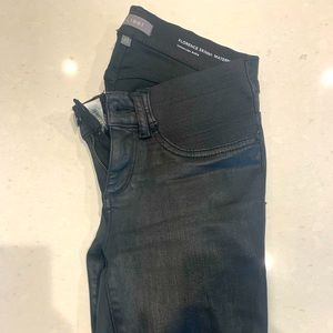 DL1961 Florence Skinny Maternity Black Waxed Jeans